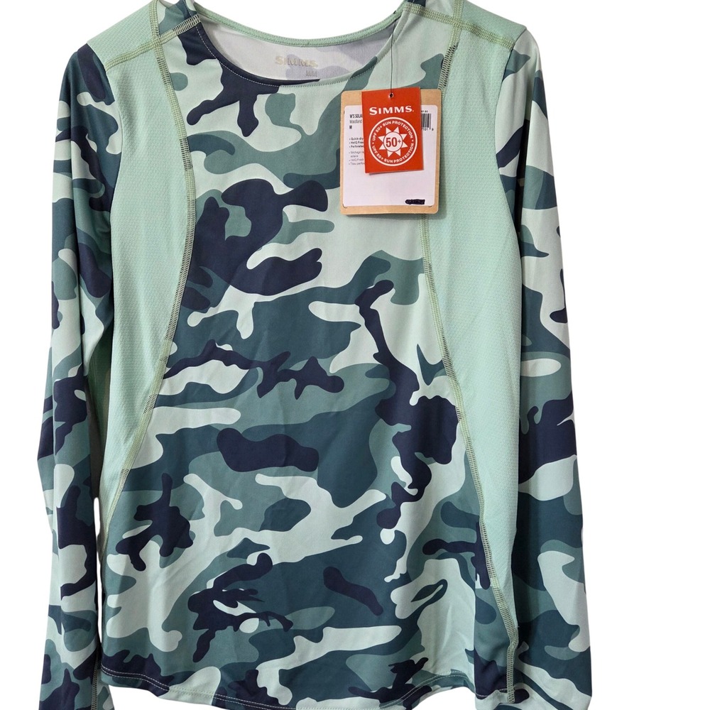 Simms Women's Camo SolarFlex Long Sleeve Shirt UPF 50+ Fishing Size M NWT